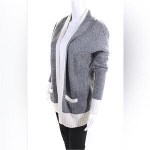 Aritzia Talula Gray and Cream Open Front Cardigan Angora and Cashmere Blend Med